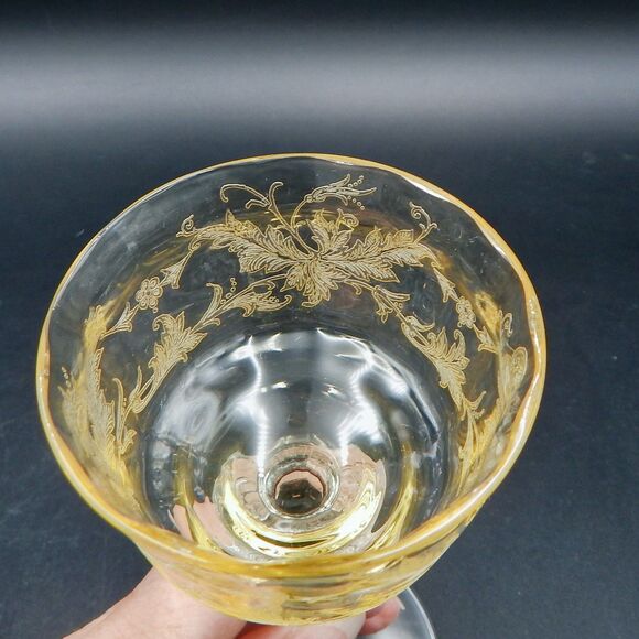 Tiffin-Franciscan Cadena Amber Mandarin Yellow Liquor Cocktail Sherry Glass S/2 - Picture 7 of 7